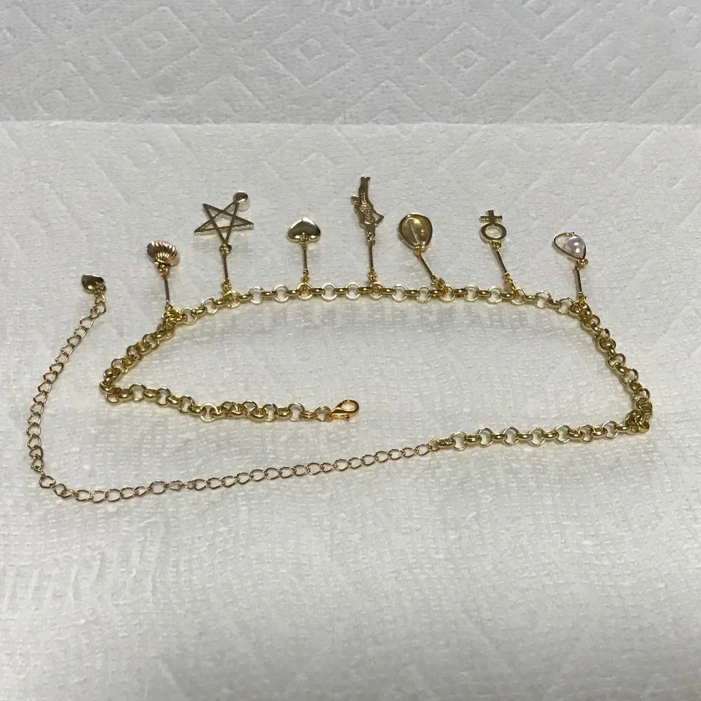 SOLD—White Lotus Lucia Greco Gold 7 Detachable Charms Necklace, Handmade Replica - Picture 14 of 16